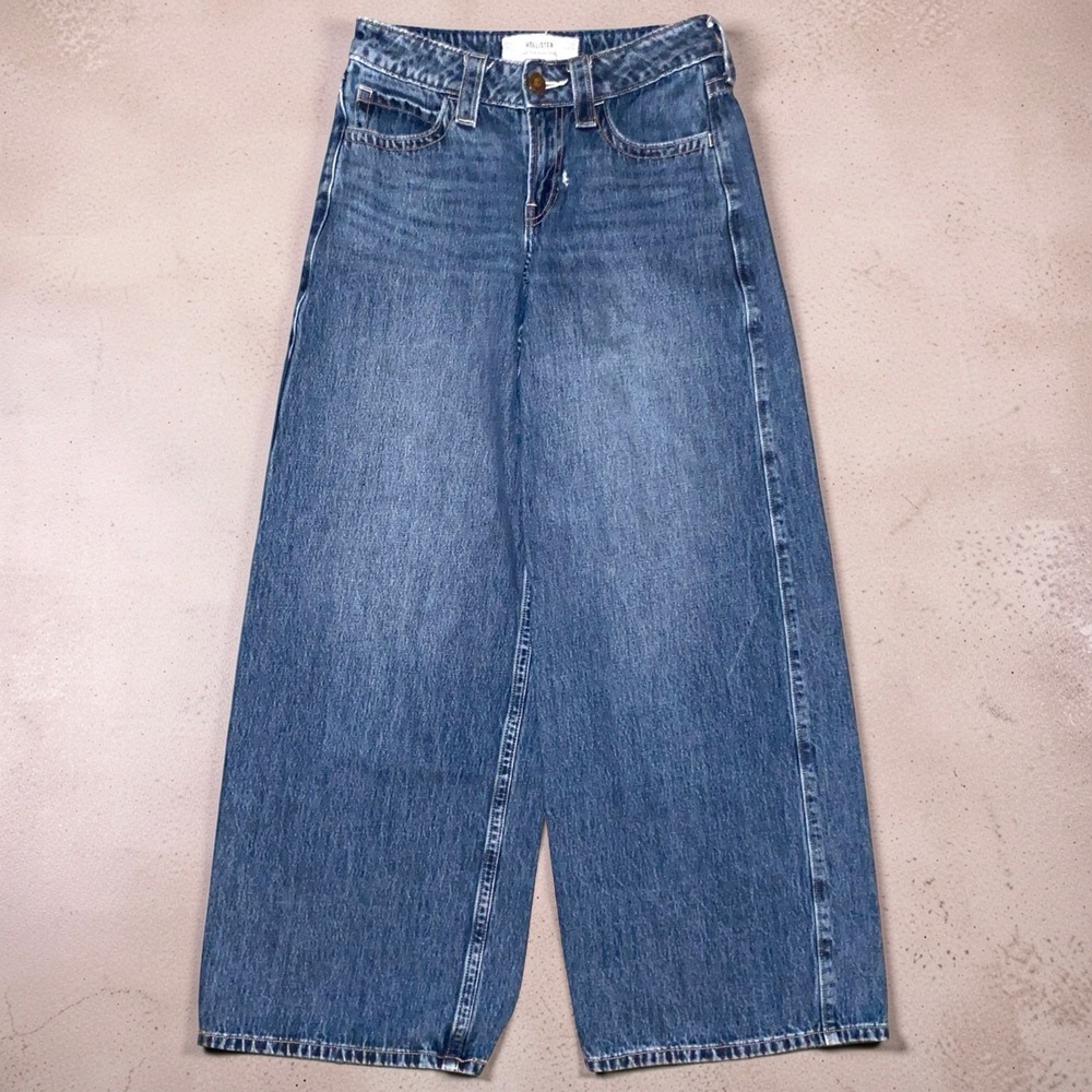 Hollister Women's Y2K Low Rise Super Baggy Jeans Size 23 Blue 26x30